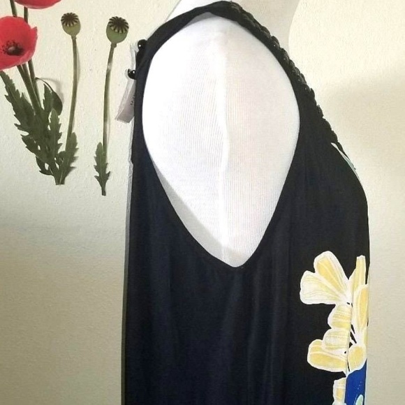 NWT SANDRA DARREN 12 BLACK FLORAL SLEEVELESS DRESS - Picture 4 of 8